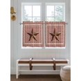 thumbnail image 2 of Brown Western Texas Star Vintage 2 Panel Kitchen Curtains for Small Windows, Rustic Farmhouse Red Plaid Bathroom Tier Curtain, Short Window Treatment for Bedroom/Living Room 55"x24", 2 of 6