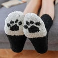 thumbnail image 2 of Calcetines de felpa de invierno de dibujos animados Kawaii para mujer, calcetines divertidos cálidos de lana Coral para mujer con patrón de pata de gato y perro en 3d para dormir en el suelo del hogar Gao Jinjia LED, 2 of 2