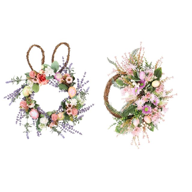 Paquete de 2 Guirnaldas de Pascua para Interior Y Exterior, de Primavera perfecl corona de pascua