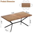 thumbnail image 2 of furlinkhm 70.8'' Large Kitchen Dining Room Table for 6-8, Rectangular Wooden Kitchen Table, Dining Table with X-Shaped Metal Frame, Suit for Kitchen Dining Room Restaurant(Rustic Brown), 2 of 8
