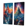 thumbnail image 3 of Designart "Enigmatic Splendid Peak Enchanted Reveries III" Meadow Wall Art Set Of 2 - Traditional Red Gallery Set For Office Decor, 3 of 6