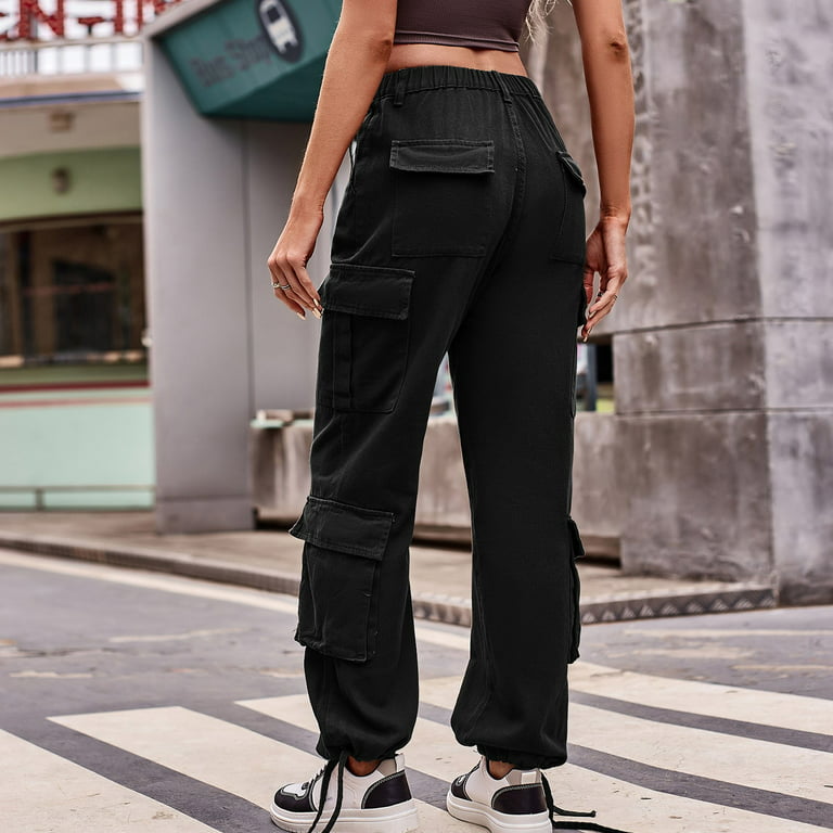 High Waisted Jeans for Women Cargo Pants Straight Baggy Trousers Womens  Streetwear Solid Color Pants Teen Girls Trendy Stuff