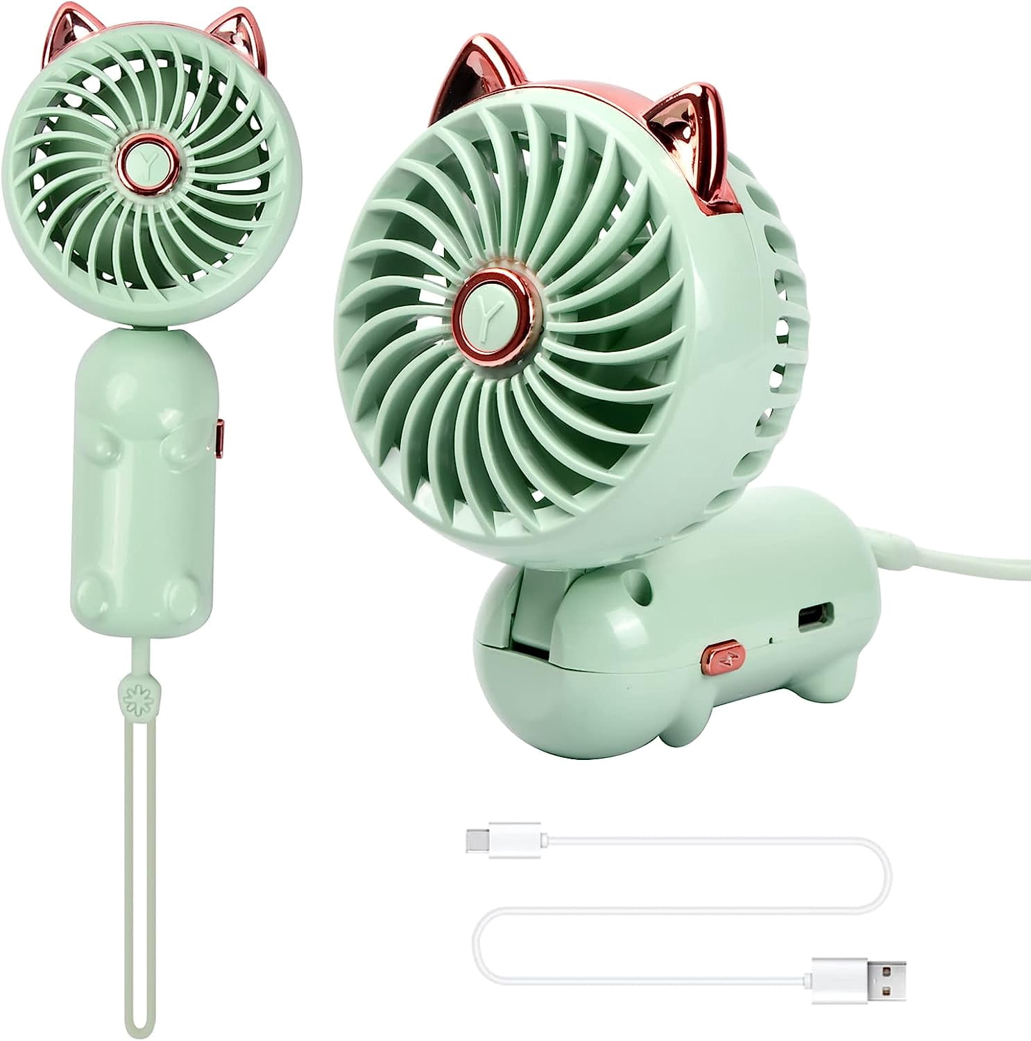 Ventilador Portátil NQ USB Recargable Plegable Silencioso 3 Velocidades ...