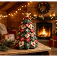 thumbnail image 4 of 2026 New DIY Quilted Christmas Tree Kit Handmade Fabric Tabletop Holiday Decor, Patchwork Craft with Character Topper for Mantel Shelf,A, 4 of 5