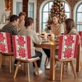 thumbnail image 5 of Christmas Poinsettia Chair Covers Set of 6 Red Flower Green Leaf Xmas Tree Winter Chair Back Covers Stretch Removable Washable Slipcovers Protector for Dining Room Kitchen Party Decor, 5 of 5
