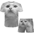 thumbnail image 1 of Trajes de gato para niñas de 1 a 14 años, camisetas de manga corta con dibujos animados, Tops + pantalones cortos con cintura elástica, conjuntos de 2 uds, ropa bonita Outfits12M Gao Jinjia LED, 1 of 2