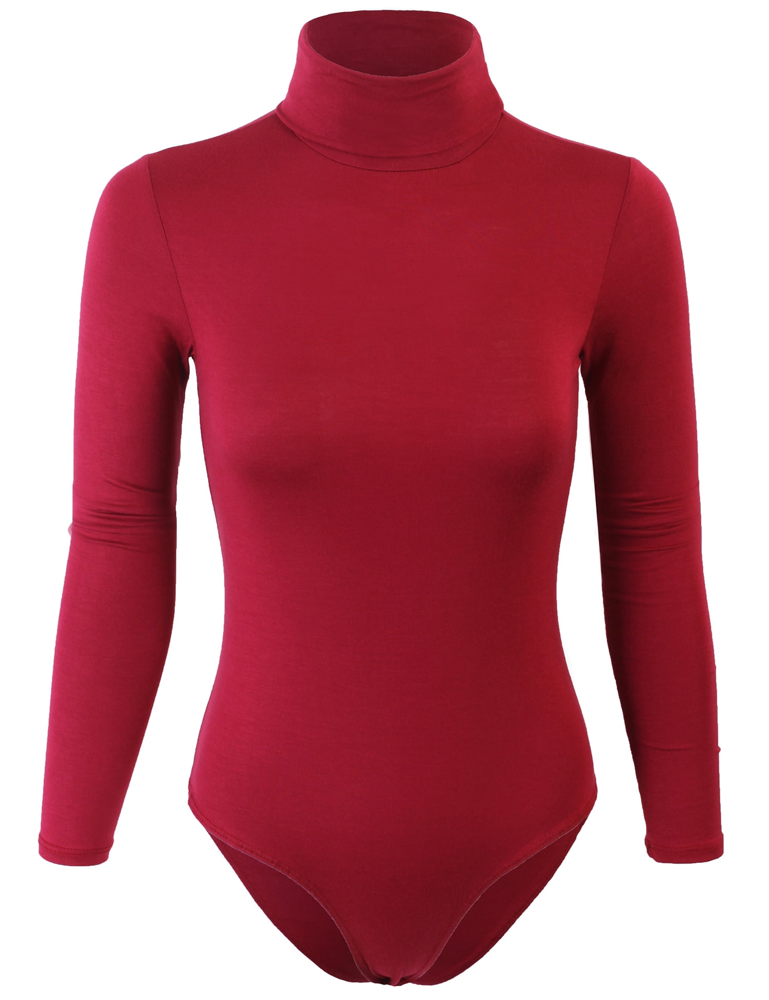 KOGMO Womens Turtleneck Bodysuit with Snap Button Closure