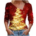 thumbnail image 2 of Generics Sweat à Capuche Femme 2025, Blouse Décontractée Imprimée à Col en V pour Femme, T-Shirt à Boutons, Hauts Blouse, 2 of 5