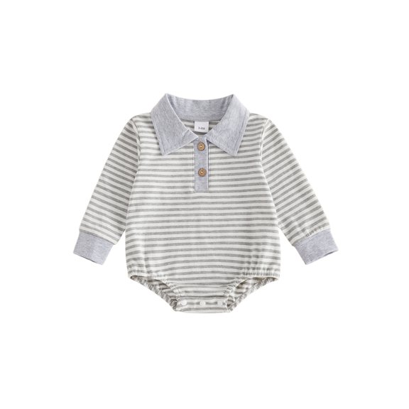 RUINIXCW Baby Boy Fall Romper Stripe Print Buttons Turn Down Collar Long Sleeve Infant Bodysuits Jumpsuits