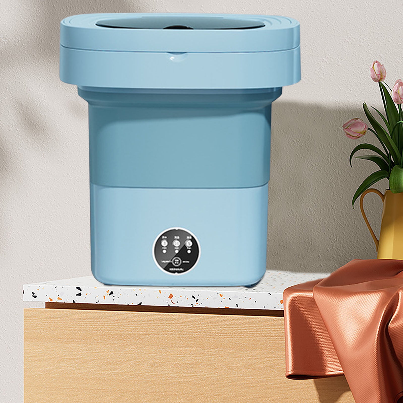 FHBVT Folding Portable Mini Washing Machine 8.5L Large Capacity 3 Intelligent Cleaning Modes Foldable Space-Saving Dehydration Function for Dormitory Travel Home Underwear Baby Clothing Washing