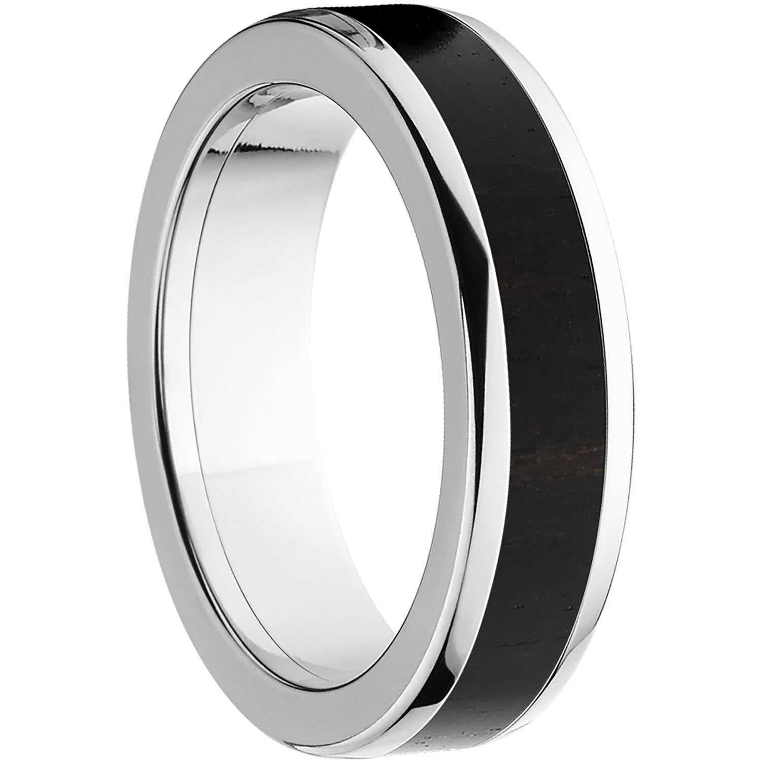 Buy Men's 6mm African Blackwood Exotic Wood Stainless Steel Band Online