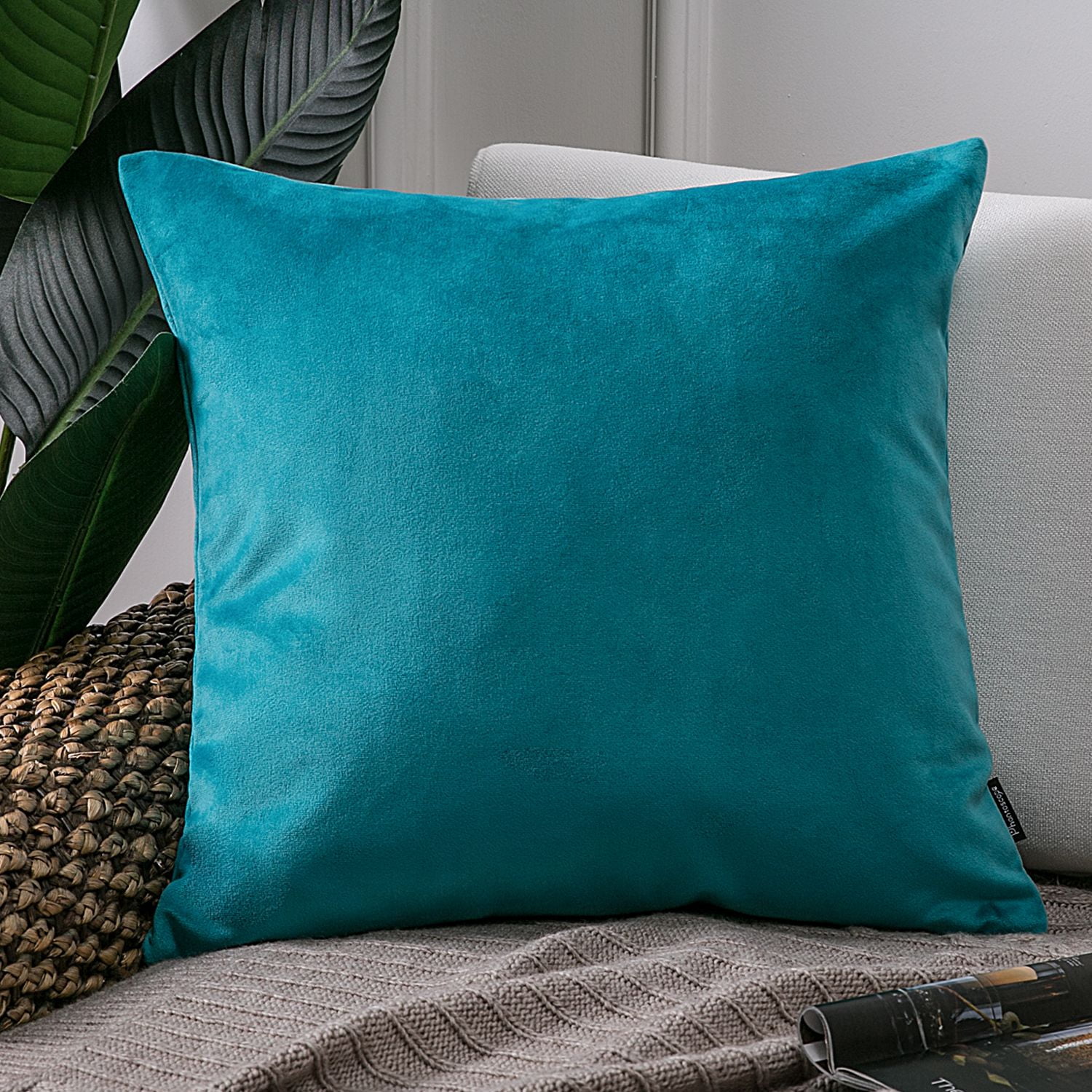 Phantoscope Silky Velvet Decorative Throw Pillows, 20 x 20 in, Sky Blue, 2 Pack