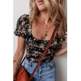 thumbnail image 6 of Seductive Slim Fit Black Bodysuit with Floral Design and Puff Sleeves - [ZhiHiMeRi] | (US 8-10)M, 6 of 6