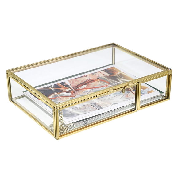 Caja organizadora de almacenamiento de fotos Hipiwe Gold Glass Vintage