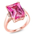 thumbnail image 2 of Gem Stone King 10.07 Cttw Pink Created Sapphire Engagement Ring for Women | 18K Rose Gold Plated Silver| Octagon 14X10MM | Gemstone September Birthstone | Size 9, 2 of 5
