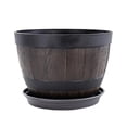 thumbnail image 2 of HLONK Pot de Plante en Baril de Bois Simulé Pot de Fleurs en Baril de Résine Contenant pour Plantes pour Décoration Extérieure Ou Intérieure, 2 of 10