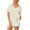Beige, variant on Sevevn Women's Solid Color Casual Fashion Pocket Hat Drawstring Short Sleeved V-Neck Top/Shirt