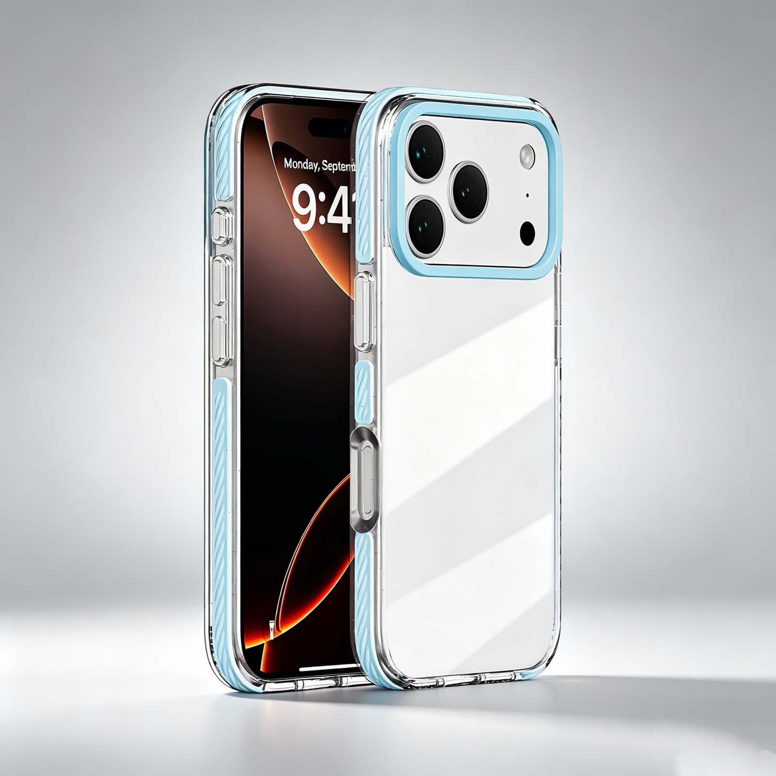 For iPhone Air Phone Case Crystal Transparent Back Design Non-Slip Bumper Ultra Slim PC + TPU Hybrid Shockproof Anti-fall Drop Protection Rugged Durable Thin Fit Phone Case Blue