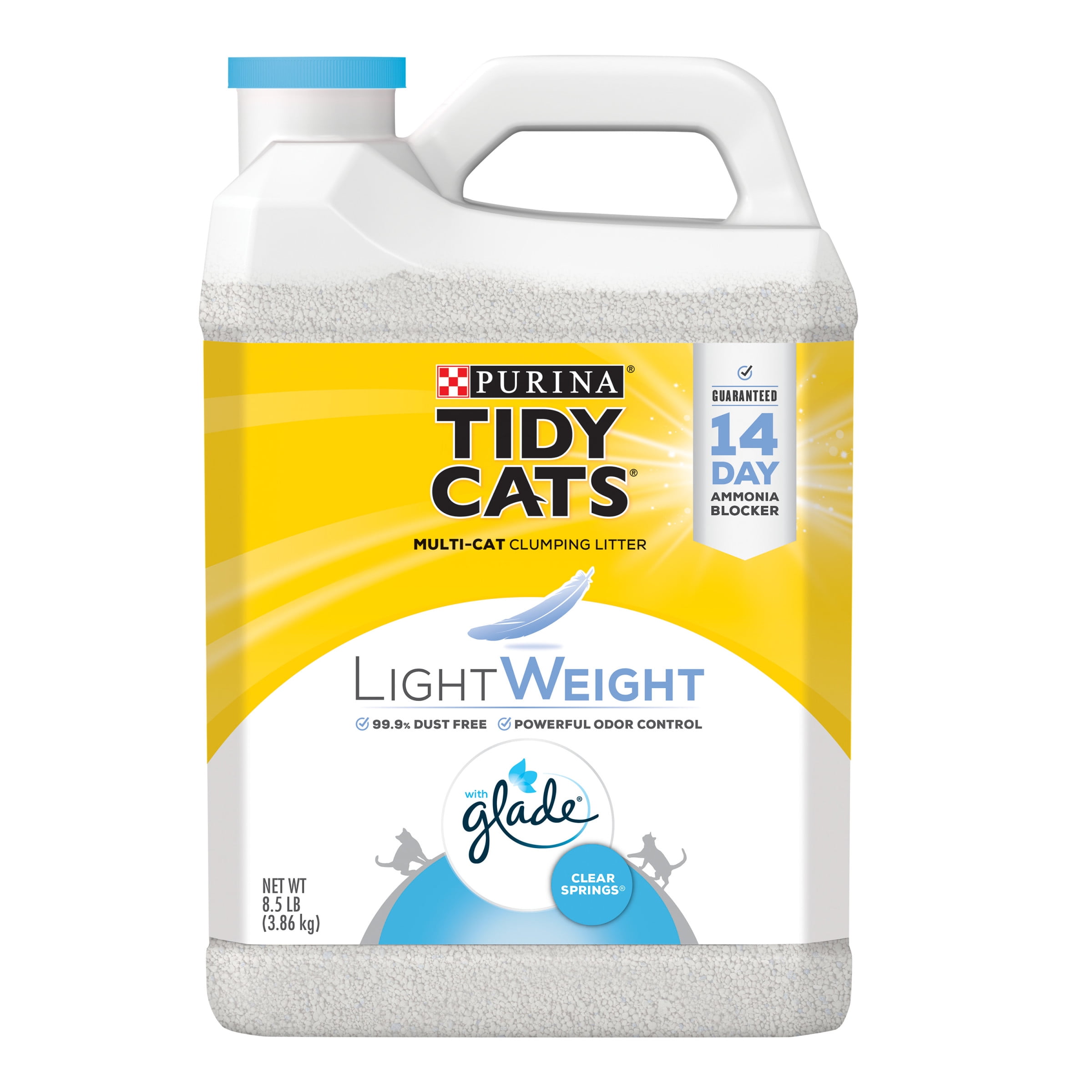 Purina Tidy Cats Low Dust Clumping Cat Litter, LightWeight Glade Clear Springs Multi Cat Litter, 8.5 lb. Jug