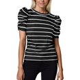 thumbnail image 4 of UANWENN T-Shirts Décontractés pour Femmes Tenues de Tous les Jours Manches Courtes Rayé Col Rond Haut pour l'Été Polyvalent avec Jeans et Pantalons Décontractés T-Shirts et Hauts Femmes Randonnée Hauts Femme Manches Longues, 4 of 9