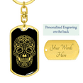 thumbnail image 3 of Calavera Mexican Sugar Skull 123 Stainless Steel or 18k Gold Premium Swivel Dog Tag Keychain, 3 of 16