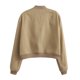 thumbnail image 4 of Chaqueta Universitaria Corta para Mujer, Larga, Abotonada, Informal, con Bolsillos. Caqui L, 4 of 7