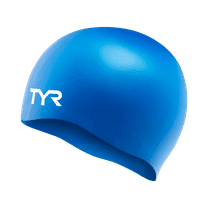 TYR Adult Fit Wrinkle Free Silicone Swim Cap - Blue