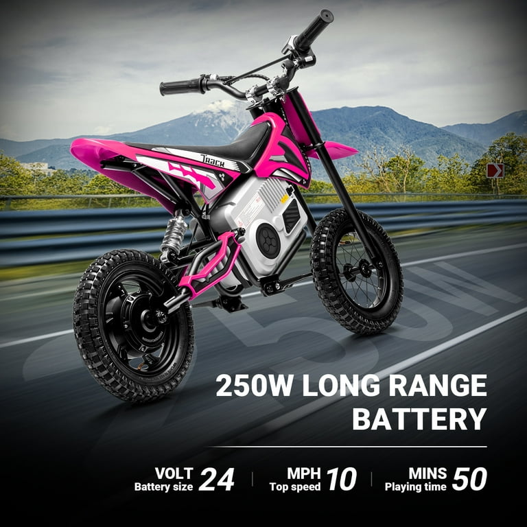 Track 7 Kids Electric Motocross Dirt Bike, 24V 350W, Max