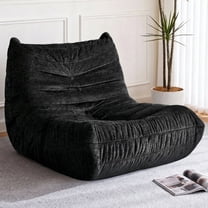 Congermom Bean Bag Chair, Giant Bean Bag Chairs for Adults, Bean Bag Sofa with Filler Faux Fur, Memory Foam Bean Bag Couches Fireside Lazy Sofa for Living Room, Bedroom, Office (Black)