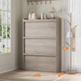 thumbnail image 3 of Shoe Cabinet with 3 Flip Drawers, Modern Shoe Storage for Entryway, Wooden Shoe Organizer Cabinet with Adjustable Shelf, Hidden Shoe Rack for Hallway, Living Room, Natural, 3 of 9