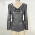 thumbnail image 4 of BLVB Womens Tops Trendy Spring Fall Cowl Neck Shirts Long Sleeve Blouses Office Business Dressy Casual Outfits, 4 of 7