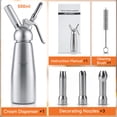 thumbnail image 2 of M Buder Whipped Cream Dispenser, Whip Cream Maker 500mL for Desserts Gourmet Cream Whipper with 3 Decorating Nozzles, Cleaning Brush, Silver, 2 of 9