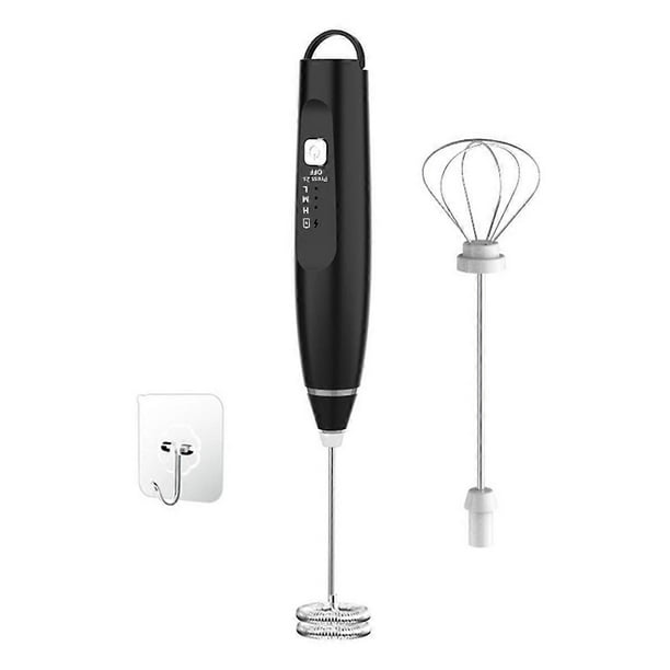 Milk Frother Mixer Rechargeable Handheld for Coffee with 2 Whisks,USB Electric Hand Blender Stick,3 Speed Frother Wand-B