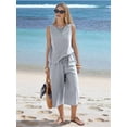 thumbnail image 6 of Women'S Summer 2 Piece Outfits Striped Sleeveless Top and Cropped Wide Leg Pants Sets Pockets Black M, 6 of 8