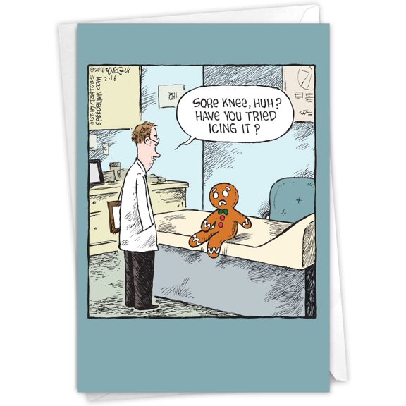 NobleWorks Sore Gingerbread Man - Get Well Greeting Card with Envelope (4.63 x 6.75 Inch) - C2609GWG