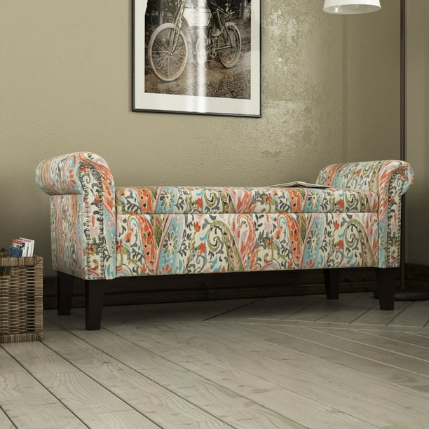 Huldah Rolled Arm Upholstered Storage, Rolled Arm Bench Cover