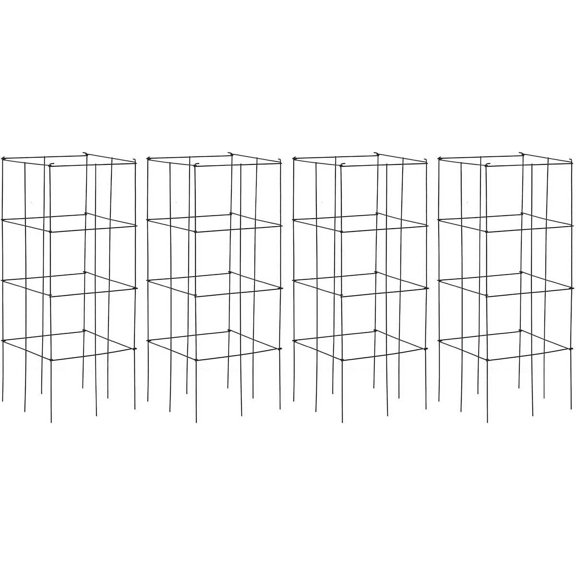 SAFSTAR 4 Pack Folding Tomato Cages, 39 Inches Tall Square Support Cage for Garden Climbing Flowers Fruits, Heavy Duty Tomato Vegetable Trellis