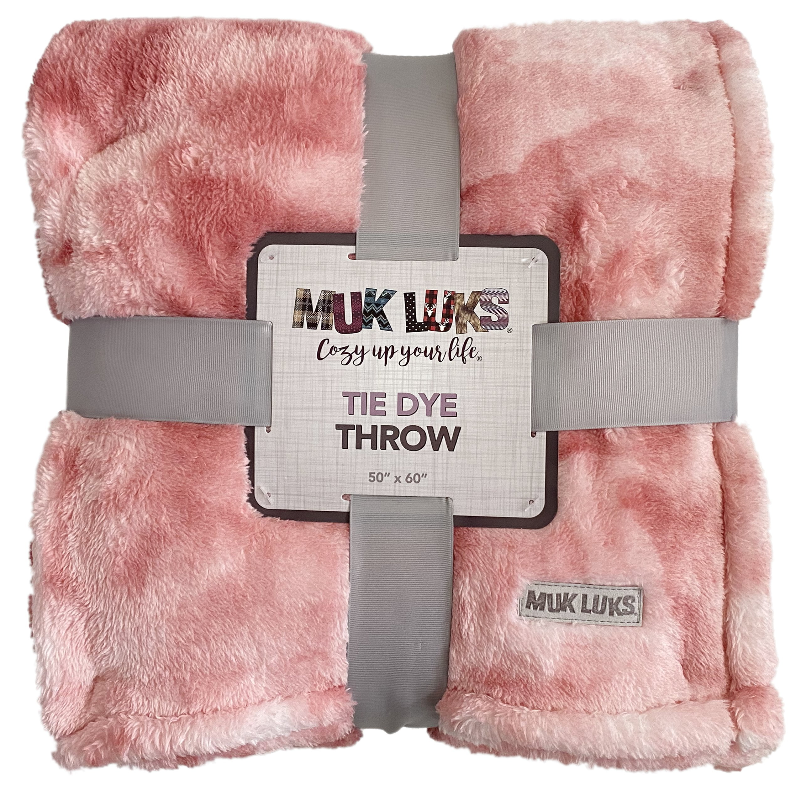 Muk Luks Tie Dye Plush Throw, Pink, 50 x 60 inch