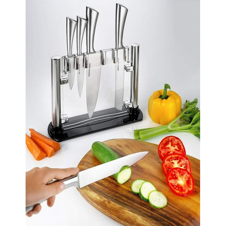 Knife Set With Acrylic Stand Stainless Steel - 6 Piece - Cutlery Set For  Cutting & Carving Great for Use in Cooking at Home And Commercial Kitchen -  By Kitch N Wares 