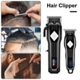 thumbnail image 3 of Men Hair Clipper Kit 3 in 1 Cordless Haircut Set Electric Shaver Beard Trimmer Stainless Steel Blades LCD Display USB Charging Cables Razor, 3 of 8