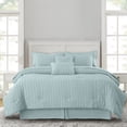 thumbnail image 5 of Lux Decor 10-Piece Queen Comforter Set with Sheets — Complete Bed in a Bag with Bed Skirt & Accent Pillows Included, 280 GSM Cooling Seersucker, OEKO-TEX Certified All-Season Bedding Set, Aqua Blue, 5 of 8