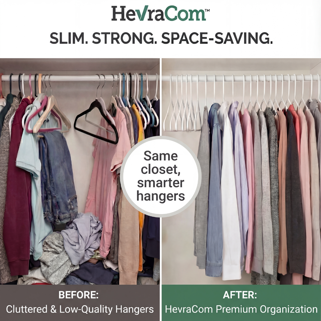 HevraCom Plastic Clothes Hangers Heavy Duty Non Slip White 50 Pack