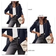 thumbnail image 3 of Suit Jacket Solid Color Slim Fit Long Sleeves Casual Women Office Jacket for Fall Spring Purplish Blue S, 3 of 4