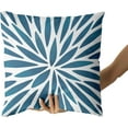 thumbnail image 5 of Spring Teal Dahlia Flowers Throw Pillow Cover 24x24 Inch Pack of 2 Turquoise Blue White Floral Lumbar Cushion Pillow Case Square Cotton Summer Outdoor Modern for Party Bed Sofa Home Bedroom, 5 of 6