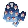 thumbnail image 1 of Gibobby camisones y camisones para mujer Conjunto de pantalones de manga larga con solapa navideña para mujer, estampado completo, informal, para vacaciones, Santa, copa de , árbol (Azul marino, M), 1 of 3