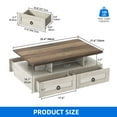 thumbnail image 4 of DEXTRUS Coffee Table with LED Lights & Drawers, Center Table with Shelf for Living Room, Pine, 4 of 8