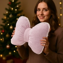 Ohmyroo Decorative Bowknot Sofa Cushions for Living Room, Comfortable Back Pillows in Purple, Pink, and Black Color Options, Elegant Home Accent Decor