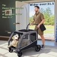 thumbnail image 2 of ModFurne Large Pet Stroller for Dogs, Foldable Travel Jogging Stroller with Storage Bag, Adjustable Handle and Lockable Wheels, Gray, 2 of 8