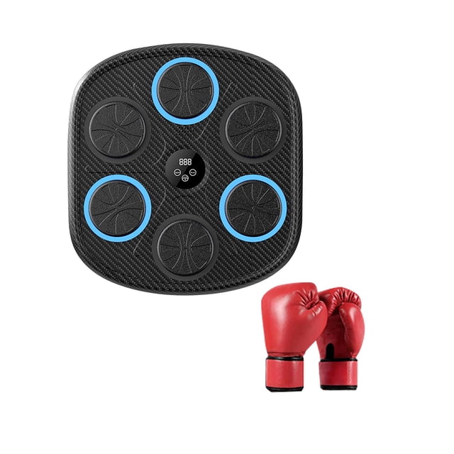 Sanda Music Box Máquina de Entrenamiento, Máquina de Caja de música, Objetivo de Pared para Adultos, Equipo de Entrenamiento de Boxeo para Ejercicios w Guantes de boxeo rojos