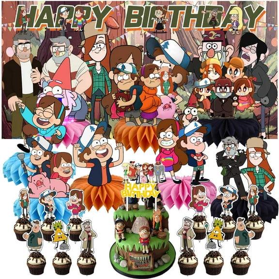 Gravity Falls Party Supplies Honeycomb Centerpieces Table Toppers Backdrop Decorations for Birthday